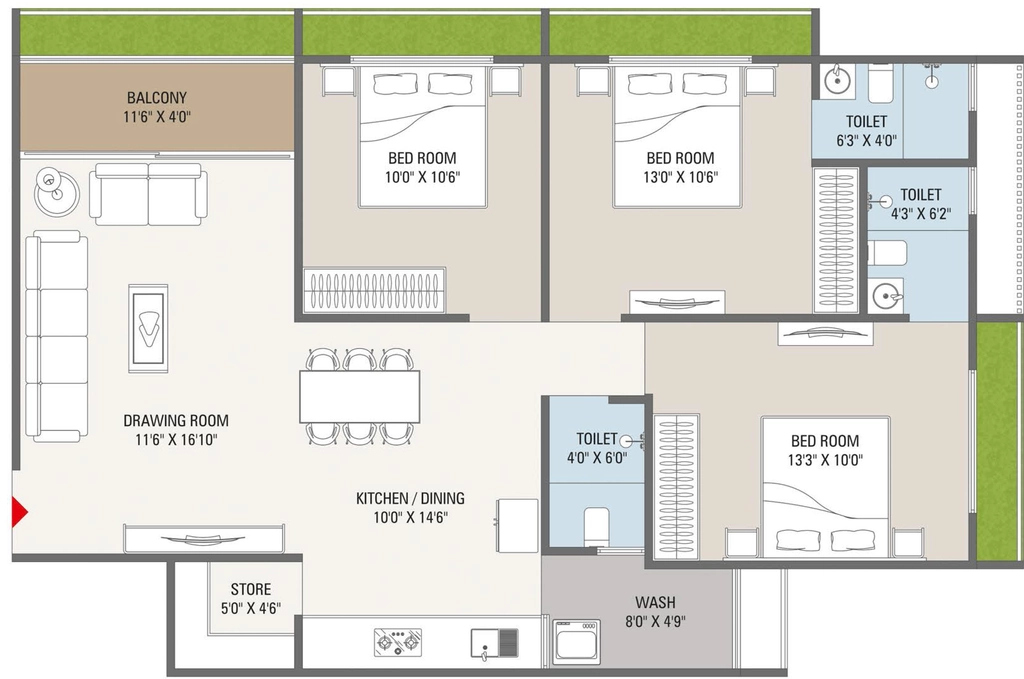 3 BHK Flat in Shyam Balraj Heritage in Vastral, Ahmedabad - Image 908853