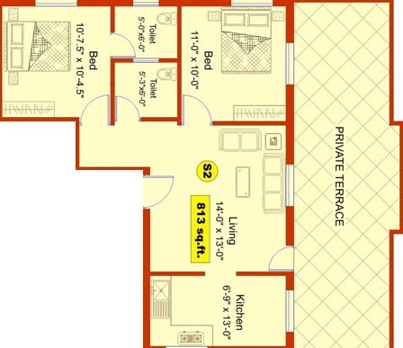 2 BHK Flat in Aliyah Celsia in Perungudi, Chennai - Image 908743