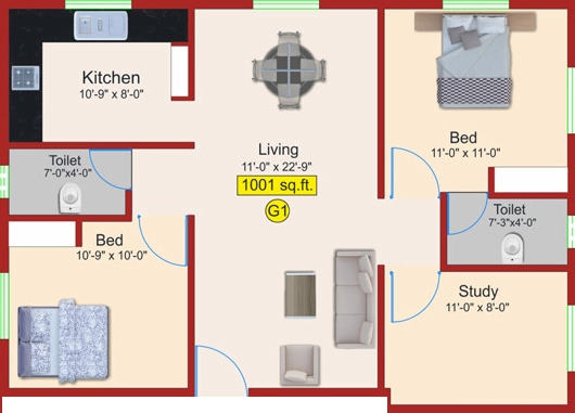 2.5 BHK Flat in Aliyah Iris in Perungudi, Chennai - Image 908745