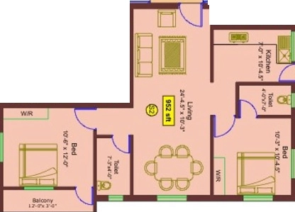 2 BHK Flat in Aliyah Prince Court in Thoraipakkam, Chennai - Image 908749