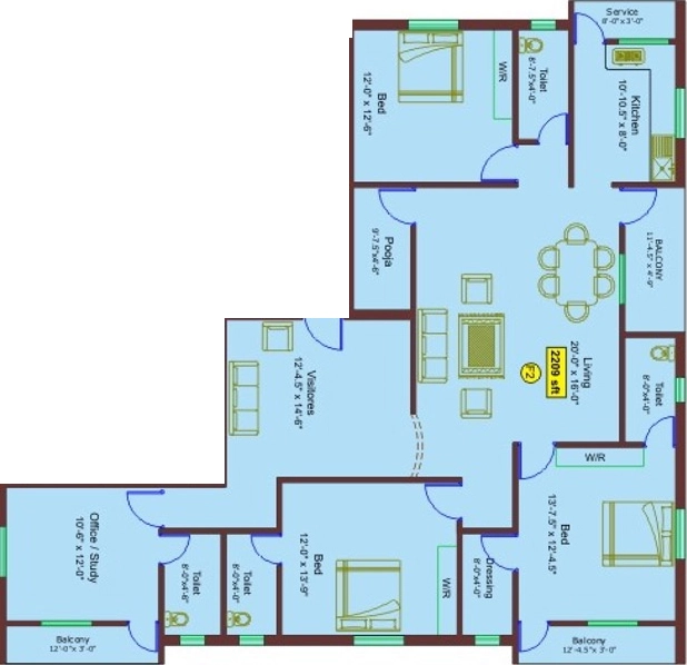 3 BHK Flat in Aliyah Prince Court in Thoraipakkam, Chennai - Image 908750