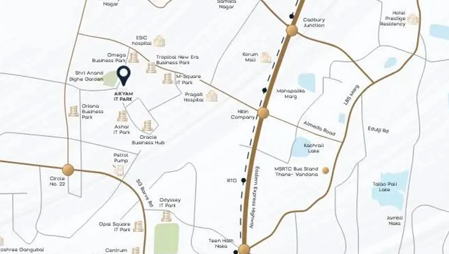 Location of Deep Aikyam IT Park in Wagle Estate, Thane - Image 382283