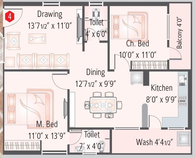 2 BHK Flat in CMG Serenity Heights in Bandlaguda Jagir, Hyderabad - Image 908789