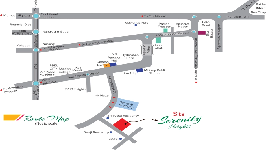 Location of CMG Serenity Heights in Bandlaguda Jagir, Hyderabad - Image 381777