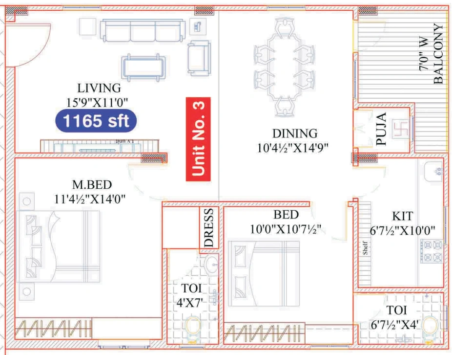 2 BHK Flat in Confident Aarunya Residency in Miyapur, Hyderabad - Image 908794