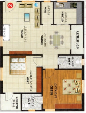 2 BHK Flat in Confident Sai Elina in Miyapur, Hyderabad - Image 908797