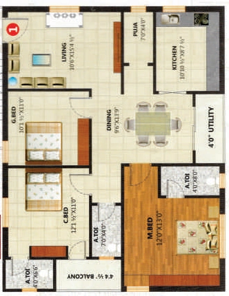 3 BHK Flat in Confident Sai Elina in Miyapur, Hyderabad - Image 908798