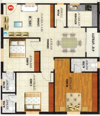 3 BHK Flat in Confident Sai Elina in Miyapur, Hyderabad - Image 908799