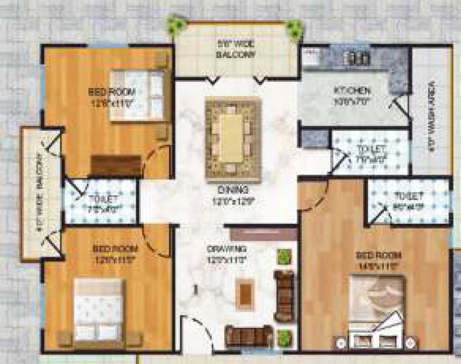 3 BHK Flat in Crescent Paramount in Kismatpur, Hyderabad - Image 908854