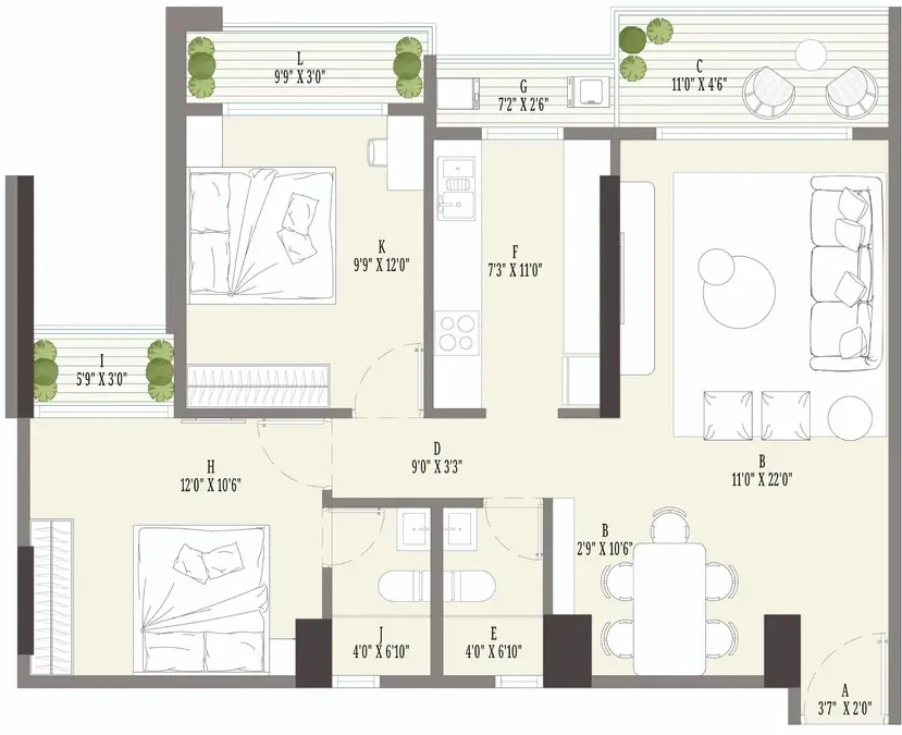 2 BHK Flat in Kolte Patil Vivere in Goregaon West, Mumbai - Image 908957