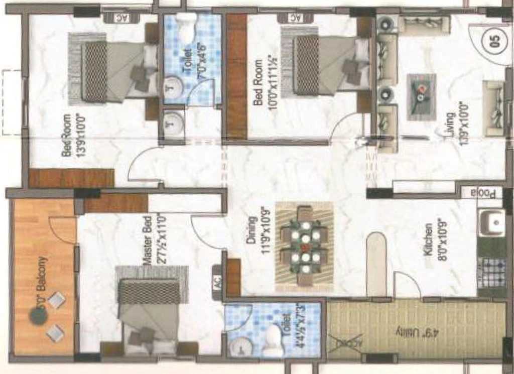 3 BHK Flat in Dhriti Rockford Ridge in Serilingampally, Hyderabad - Image 908894