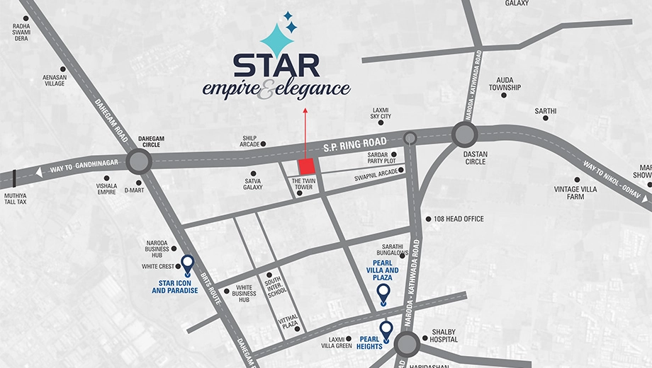 Location of Commercial Star Empire And Elegance in Nava Naroda, Ahmedabad - Image 382262