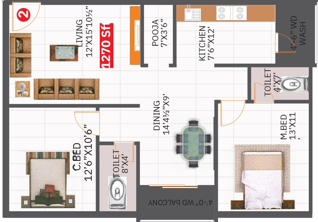 2 BHK Flat in Fortune Pride Bowrampet in Bachupally, Hyderabad - Image 908931
