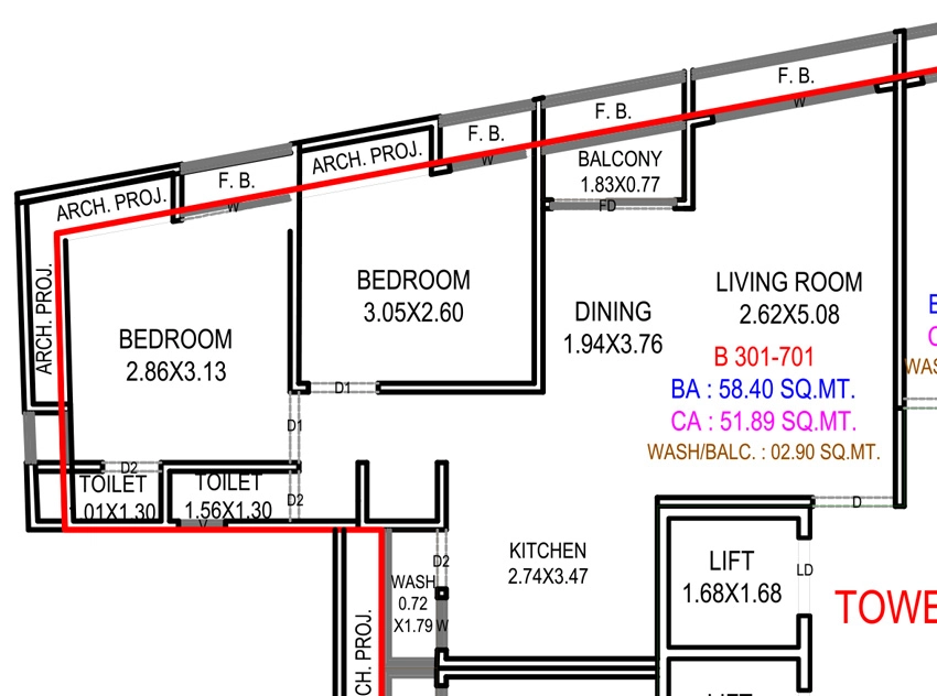 2 BHK Flat in Alif Imperial Heights in Tandalja, Vadodara - Image 908935