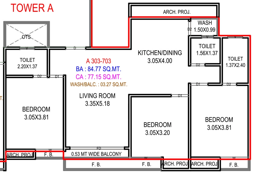 3 BHK Flat in Alif Imperial Heights in Tandalja, Vadodara - Image 908938