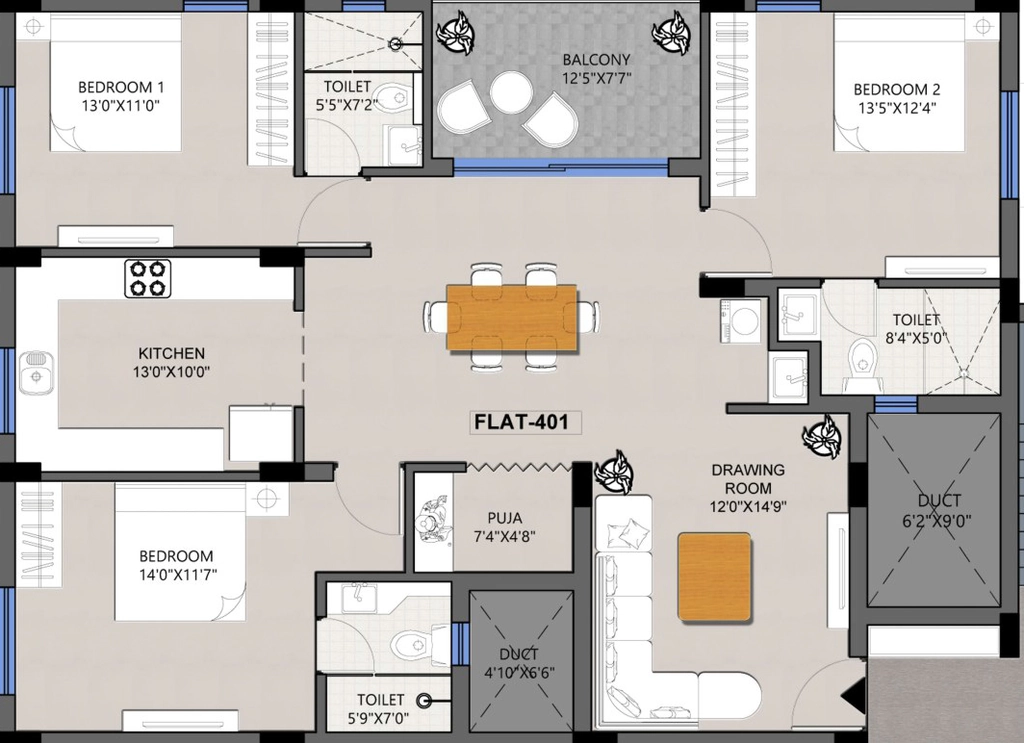 3 BHK Flat in Adiilaksmi Crystal in Raghunathpur, Bhubaneswar - Image 909041