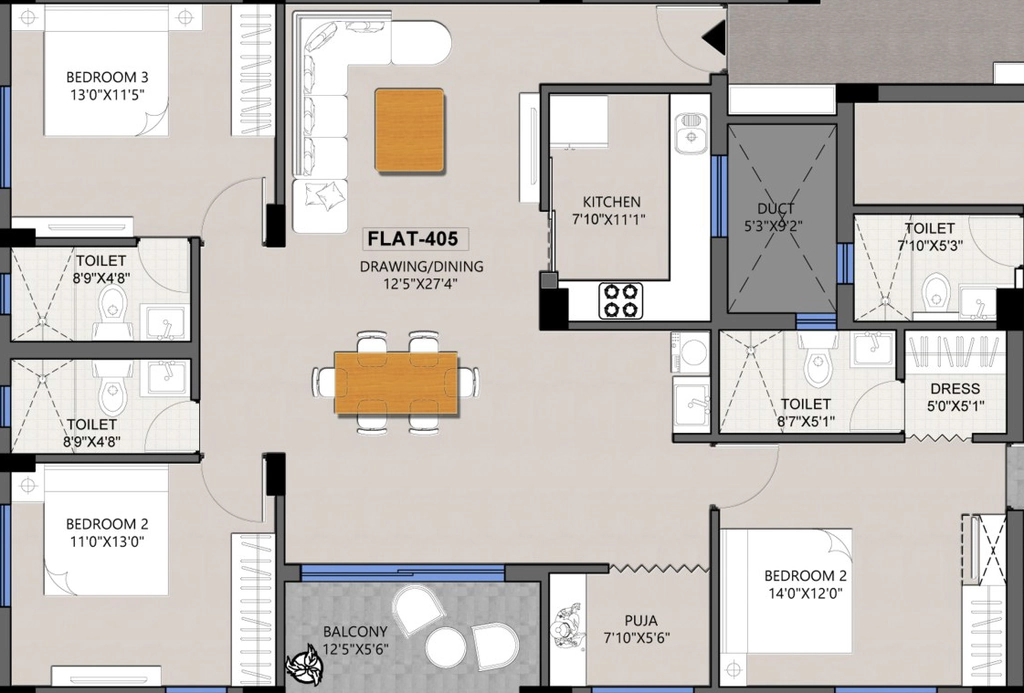 3 BHK Flat in Adiilaksmi Crystal in Raghunathpur, Bhubaneswar - Image 909042