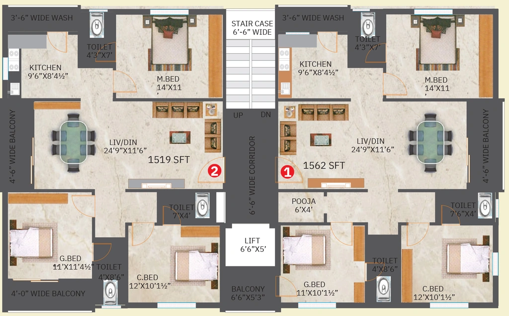 Floor Plan of Fortune Prime in Bachupally, Hyderabad - Image 382150