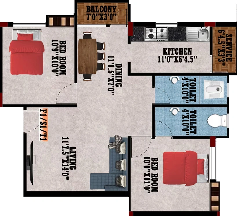 2 BHK Flat in Mithun Grandio in Keelkattalai, Chennai - Image 908946