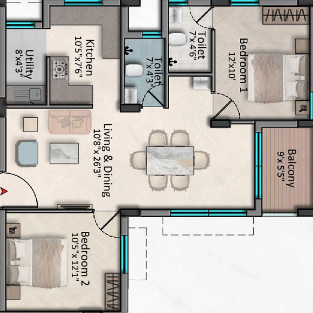 2 BHK Flat in Kal Vivanas Aloft in Valasaravakkam, Chennai - Image 908960