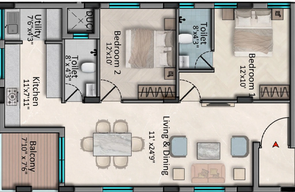 2 BHK Flat in Kal Vivanas Aloft in Valasaravakkam, Chennai - Image 908961