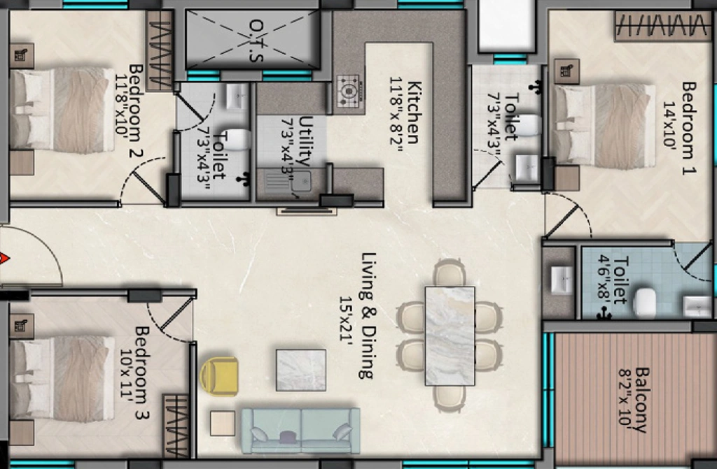 3 BHK Flat in Kal Vivanas Aloft in Valasaravakkam, Chennai - Image 908962