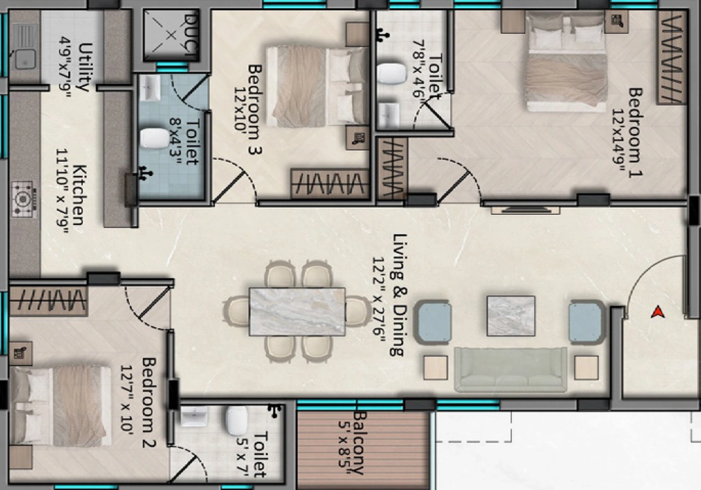 3 BHK Flat in Kal Vivanas Aloft in Valasaravakkam, Chennai - Image 908963
