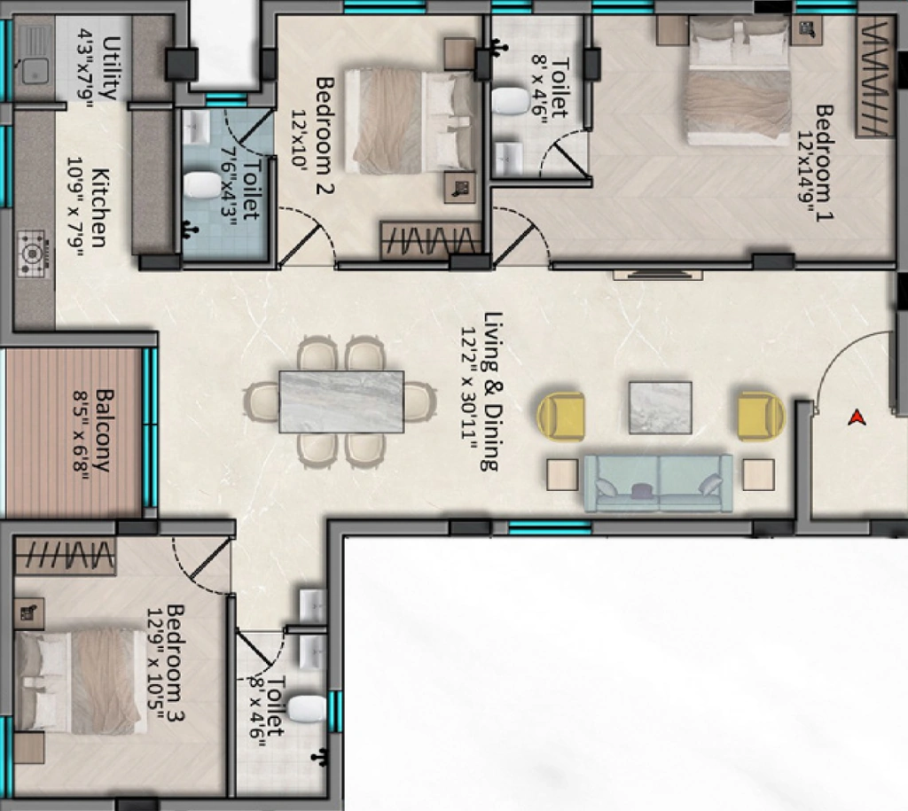 3 BHK Flat in Kal Vivanas Aloft in Valasaravakkam, Chennai - Image 908965