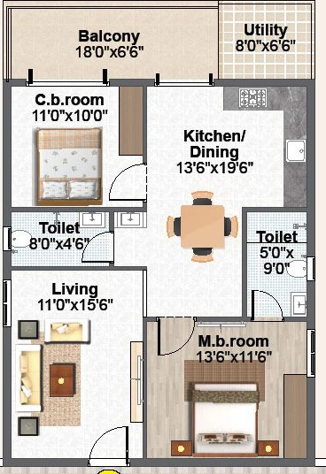 2 BHK Flat in Gajaraj Enclave in Dilsukhnagar, Hyderabad - Image 908966