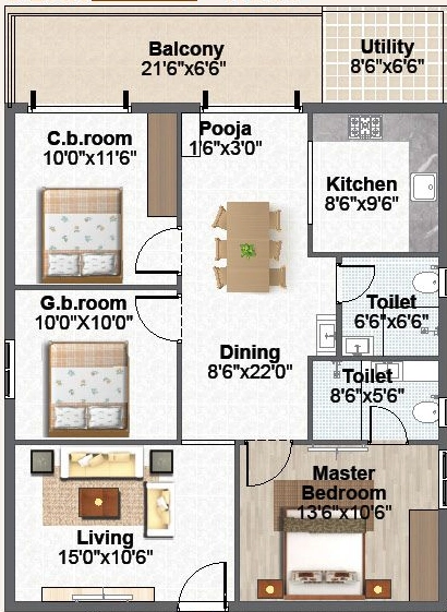 3 BHK Flat in Gajaraj Enclave in Dilsukhnagar, Hyderabad - Image 908968