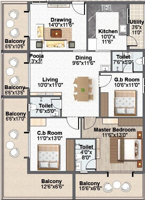 3 BHK Flat in Gajaraj Enclave in Dilsukhnagar, Hyderabad - Image 908970