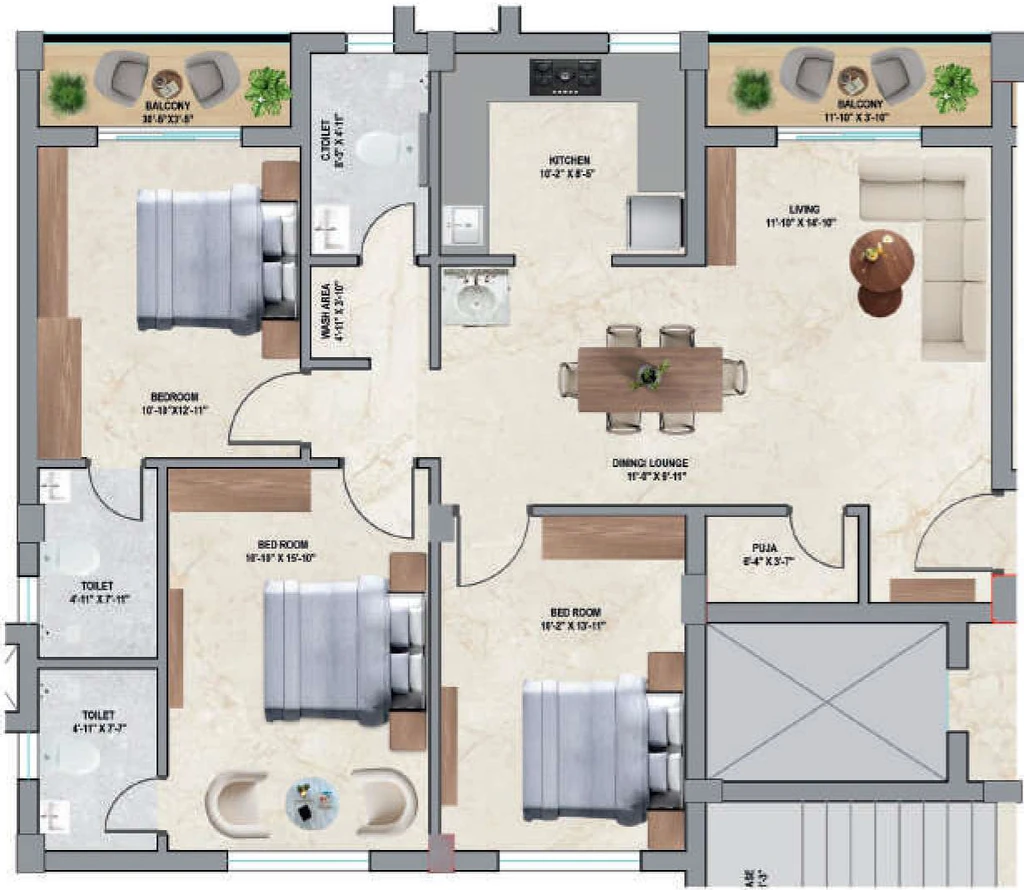 3 BHK Flat in Chitraka Meadows in Sundarpur, Bhubaneswar - Image 909466