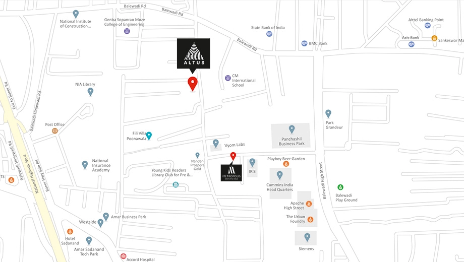 Location of Arham Altus in Balewadi, Pune - Image 383727