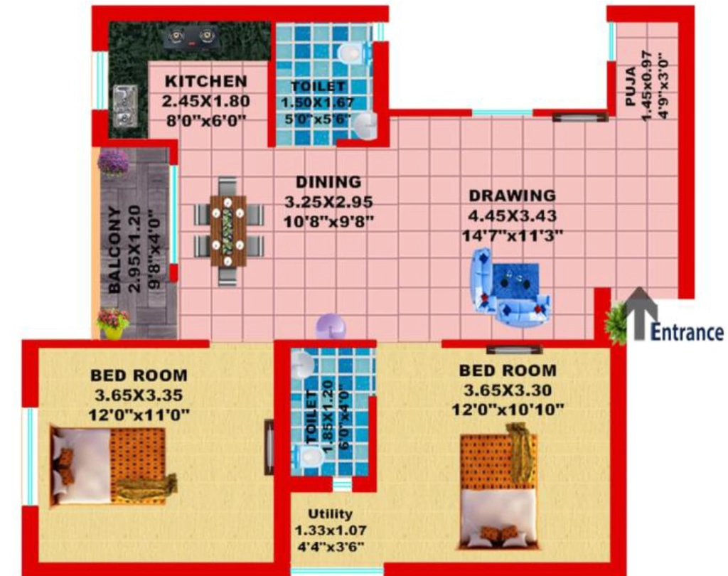 2 BHK Flat in DHPL SCB RESIDENCY in Patia, Bhubaneswar - Image 909468