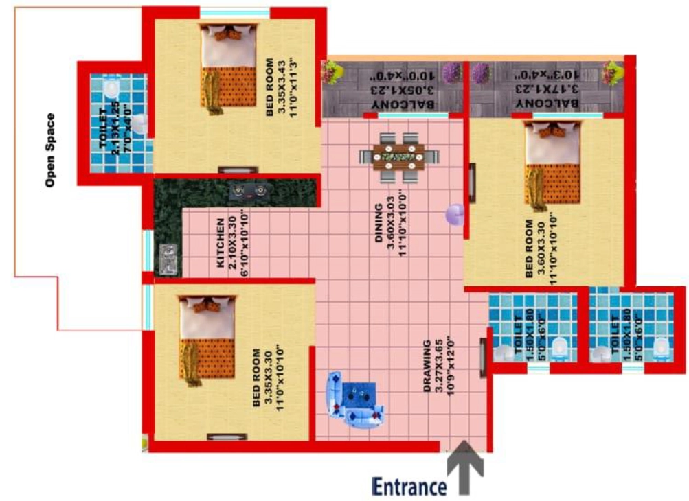 3 BHK Flat in DHPL SCB RESIDENCY in Patia, Bhubaneswar - Image 909469