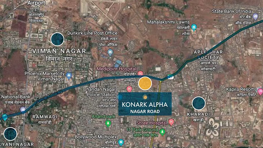 Location of Konark Alpha in Kharadi, Pune - Image 402033
