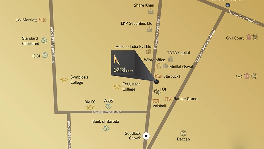 Location of Kushal Wall Street in Shivaji Nagar, Pune - Image 383159