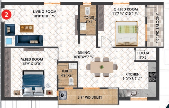 2 BHK Flat in Hari The Urbanite Homes in Ameenpur, Hyderabad - Image 909224