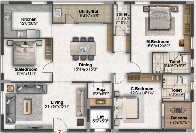 3 BHK Flat in Highrise Lakshmi Residency in LB Nagar, Hyderabad - Image 909237
