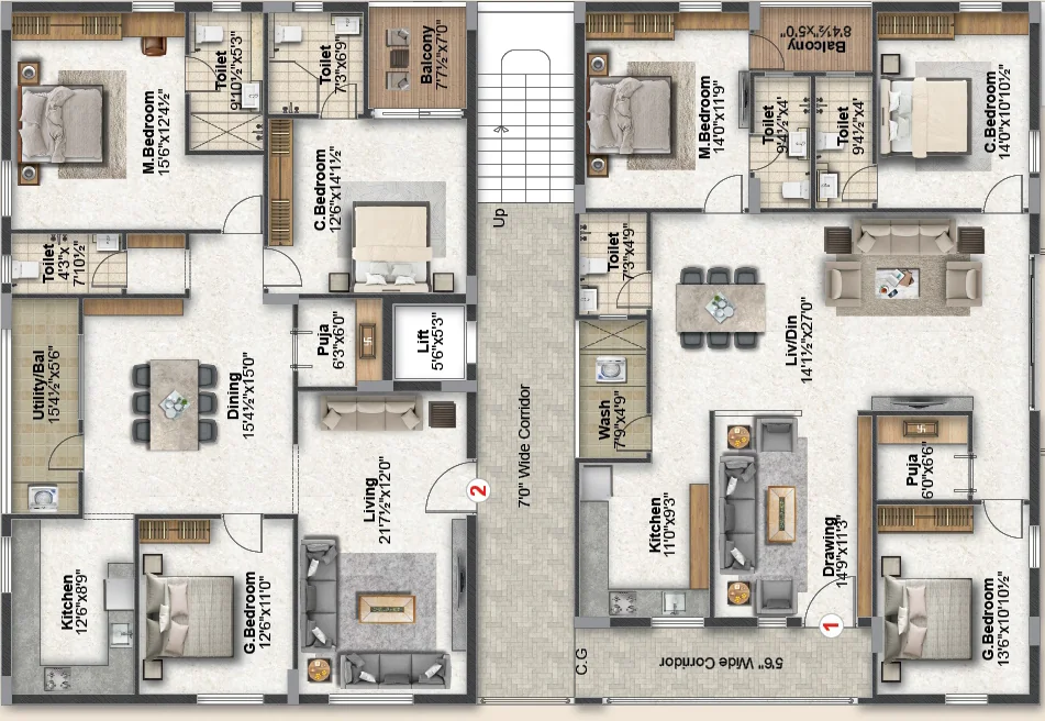 Floor Plan of Highrise Lakshmi Residency in LB Nagar, Hyderabad - Image 382747