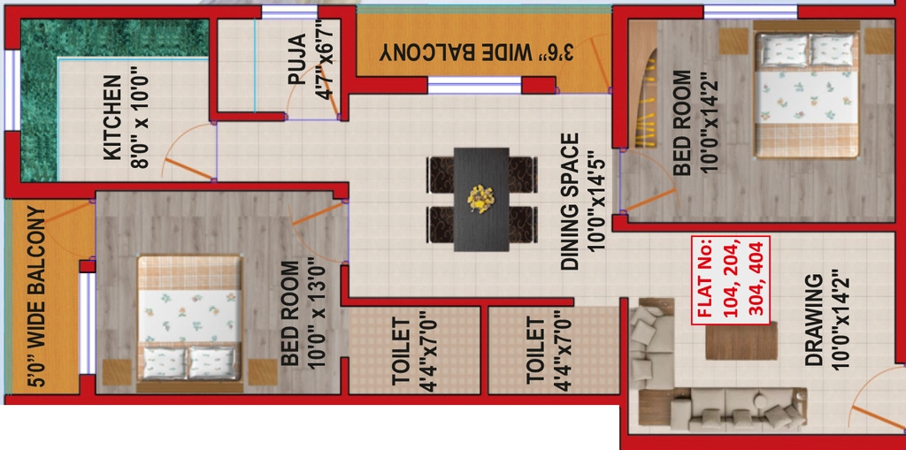 2 BHK Flat in MS Aditi Residency in Patia, Bhubaneswar - Image 909480