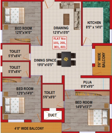 3 BHK Flat in MS Aditi Residency in Patia, Bhubaneswar - Image 909482