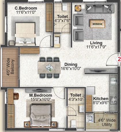2 BHK Flat in Inspire Topaz in Bandlaguda Jagir, Hyderabad - Image 909211