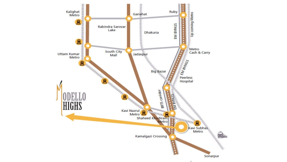 Location of Modello Highs in EM Bypass, Kolkata - Image 382677