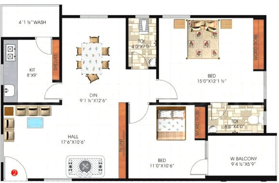 2 BHK Flat in Janani Gayatri Residency in Miyapur, Hyderabad - Image 909214