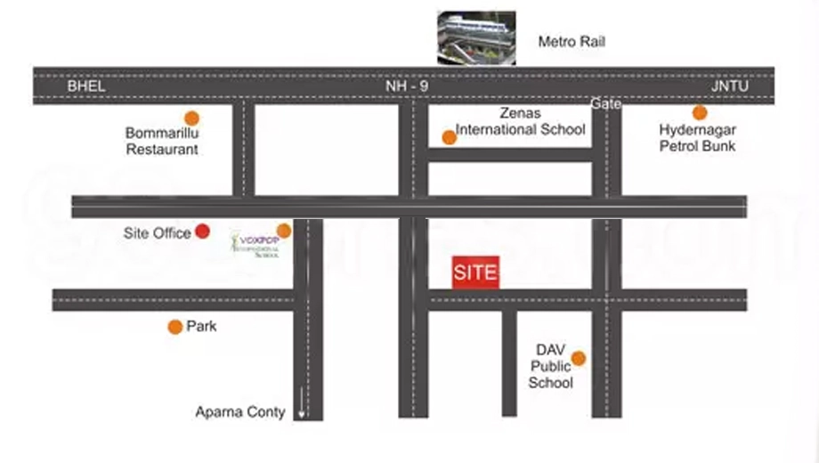 Location of Janani Gayatri Residency in Miyapur, Hyderabad - Image 382713