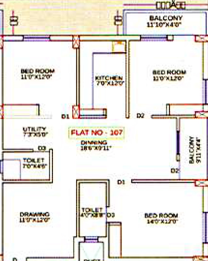 3 BHK Flat in Preetam Somu Residency in Kalarahanga, Bhubaneswar - Image 909486