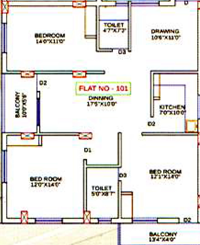 3 BHK Flat in Preetam Somu Residency in Kalarahanga, Bhubaneswar - Image 909487