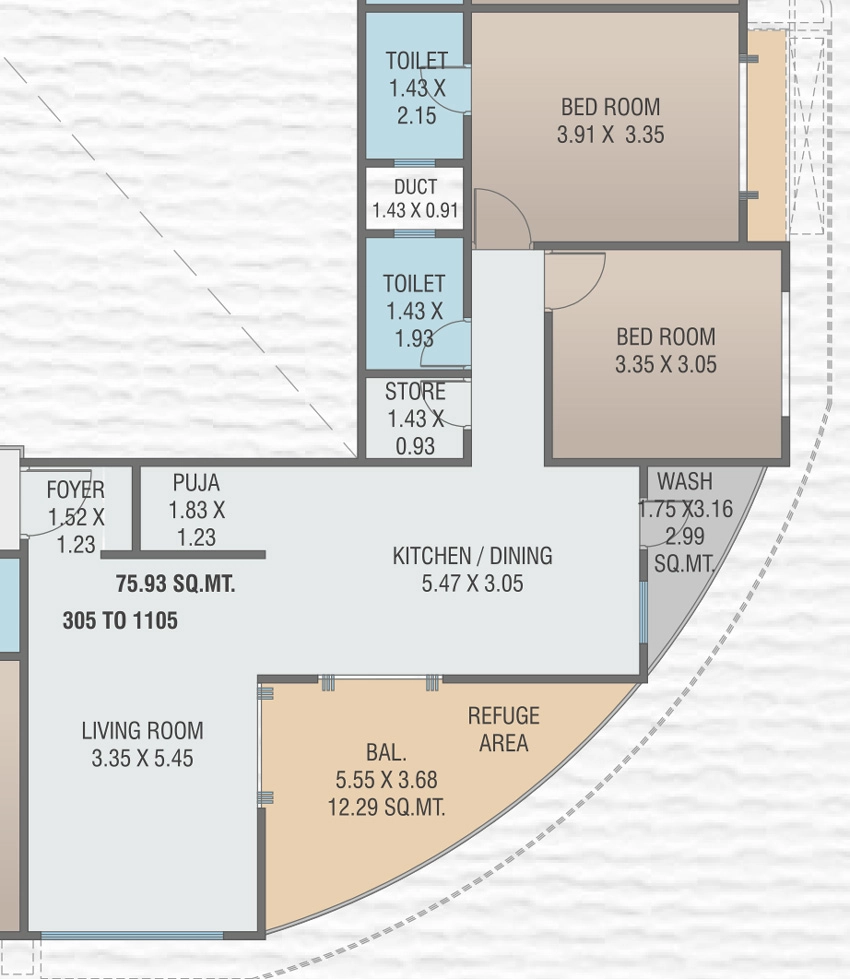2 BHK Flat in Ramnath Luxuria in New VIP Road, Vadodara - Image 909204