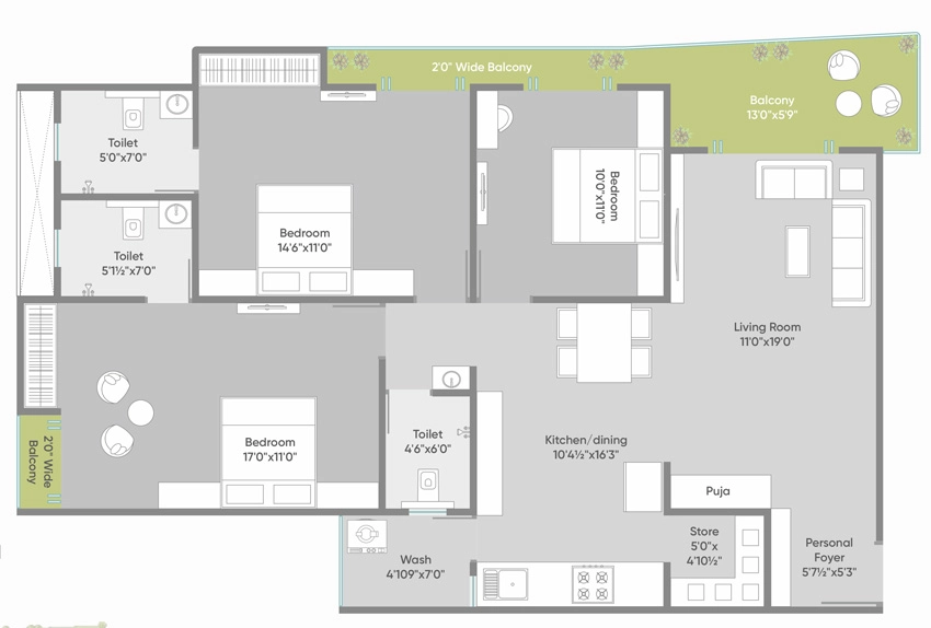 3 BHK Flat in Nyalkaran Shree Siddheshwar Highline in Gotri, Vadodara - Image 909206